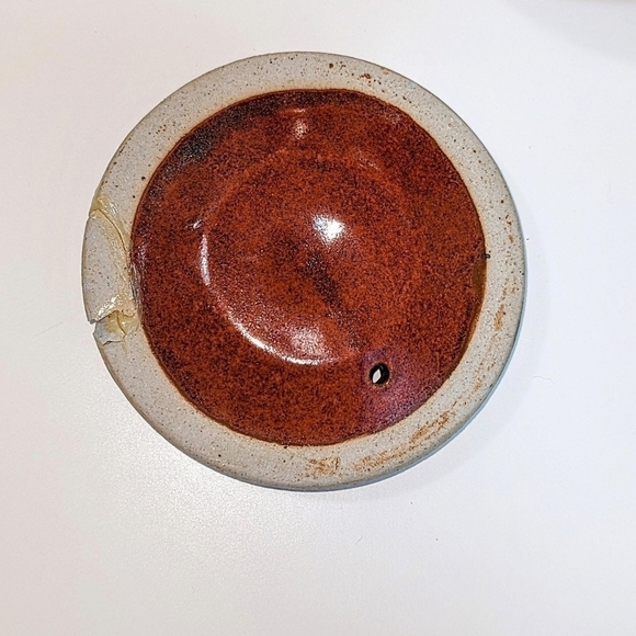 Vintage Handmade Ceramic Teapot with Rattan Handle w Floral Design - Picture 6 of 10